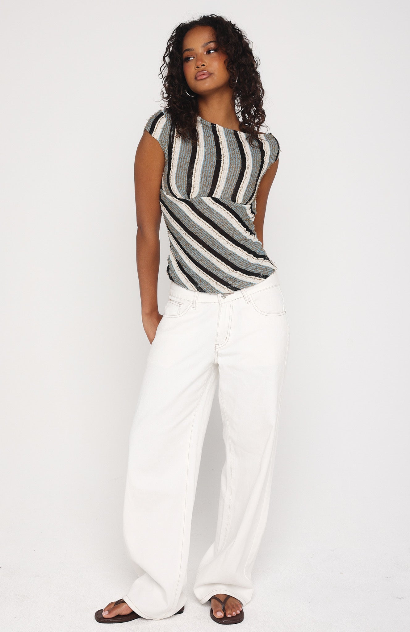 Waiting For Tomorrow Knit Top Brown/Blue Stripe
