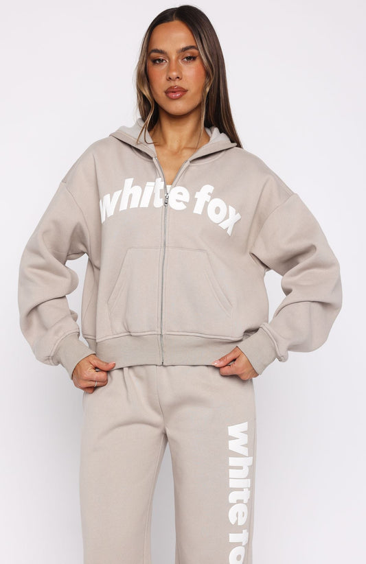 From The Archives Kenzie Boxy Zip Front Hoodie Moon