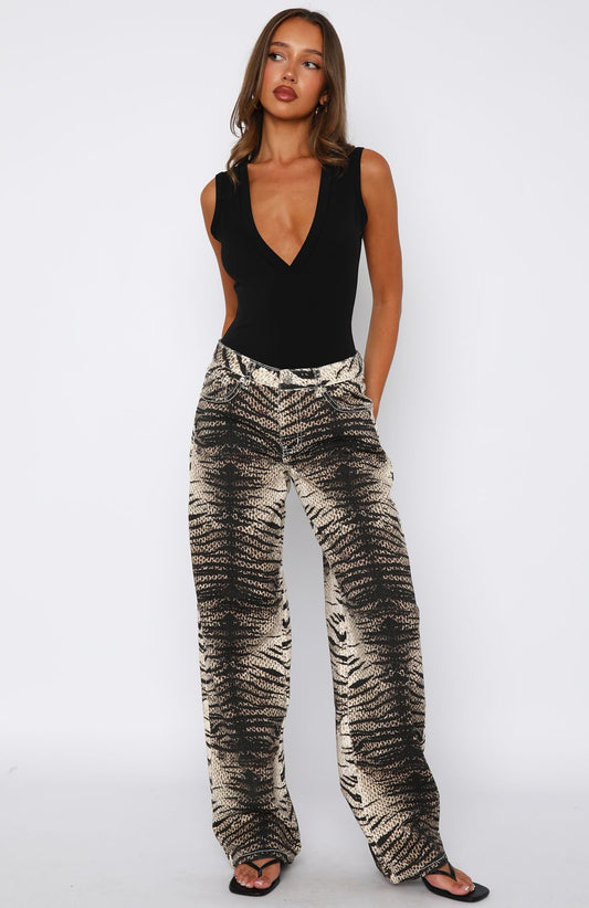 Tokyo Low Rise Wide Leg Jeans Tiger Mirage