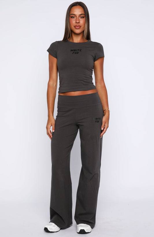 Break The Records Wide Leg Pants Charcoal
