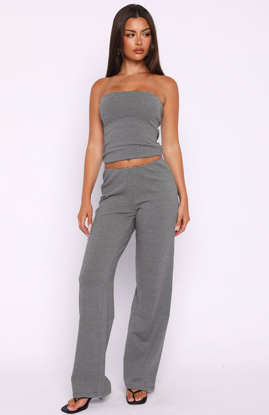 Happy It Happened Pants Grey/White Stripe