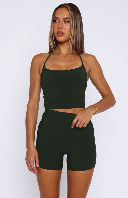 Keep Up High Waisted Shorts 4" Forest