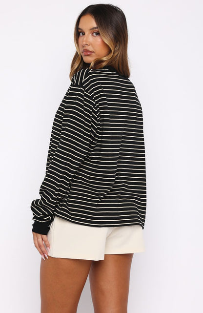 Touchdown Long Sleeve Tee Black Stripe