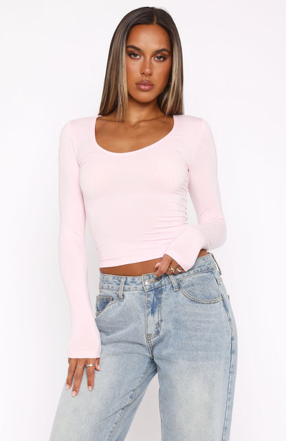 Show You The World Long Sleeve Top Baby Pink