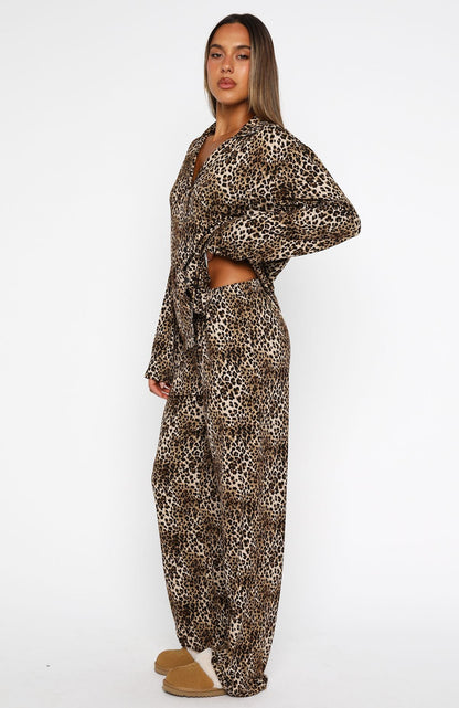 Pillow Talk Printed Long Sleeve Pyjama Set Leopard