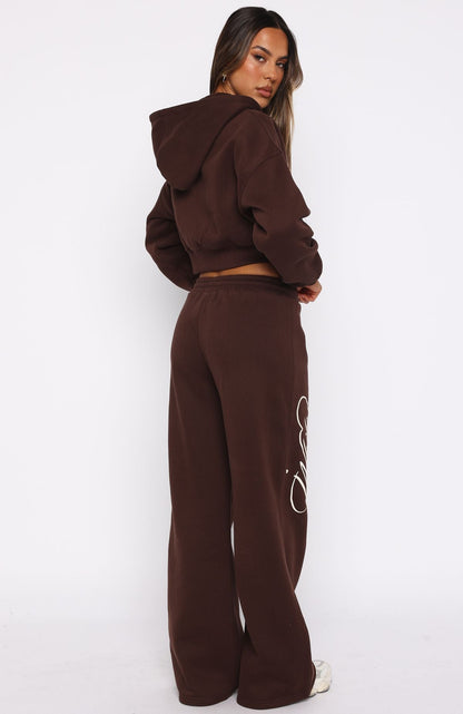 Love You Regardless Wide Leg Sweatpants Chocolate