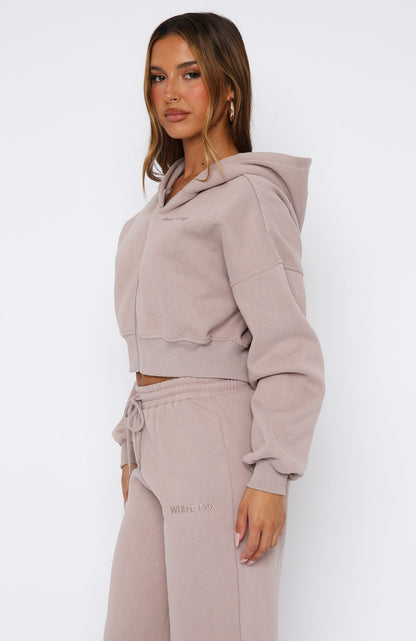 Stay Lifted Cropped Hoodie Cinnamon