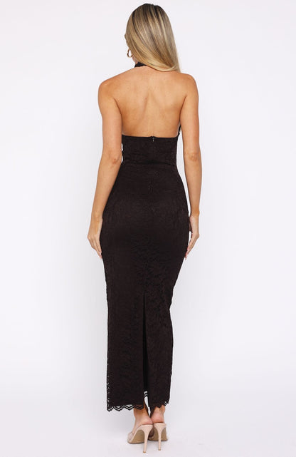 Destiny Lace Maxi Dress Chocolate
