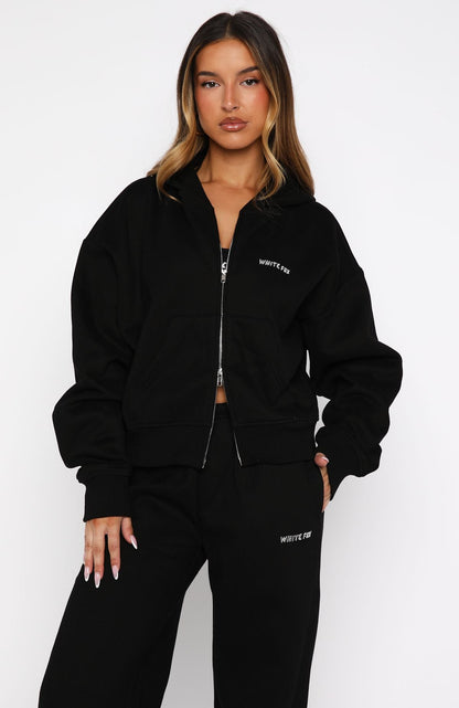Test Drive Boxy Zip Front Hoodie Black