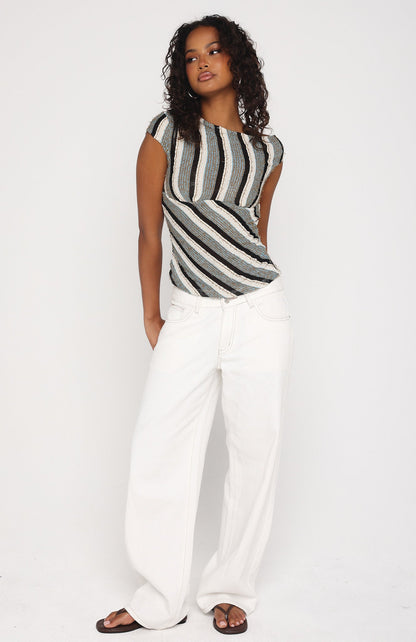 Waiting For Tomorrow Knit Top Brown/Blue Stripe