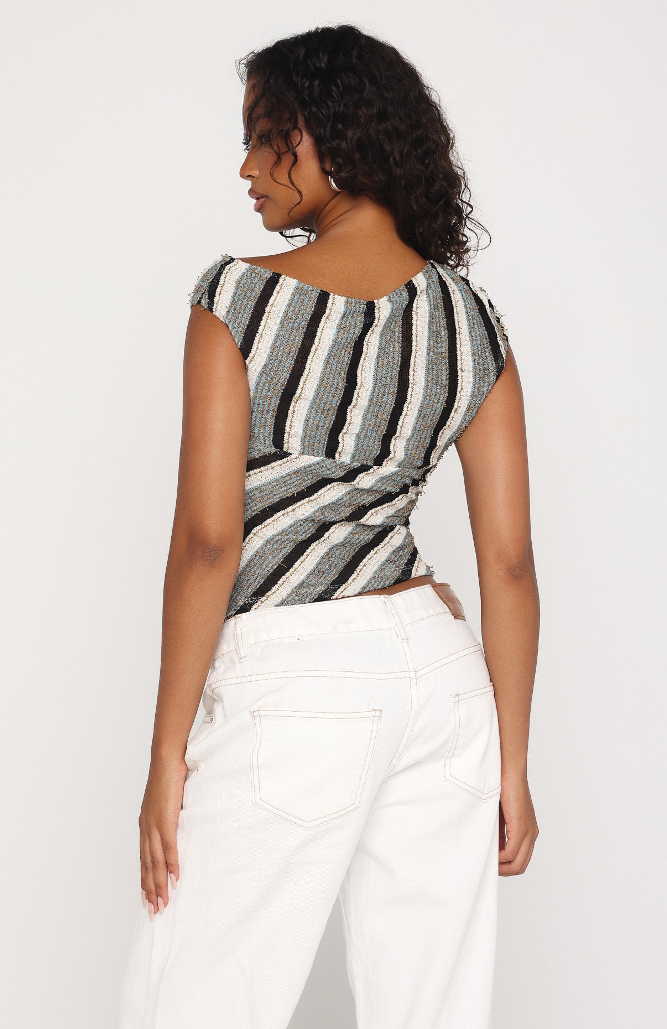 Waiting For Tomorrow Knit Top Brown/Blue Stripe