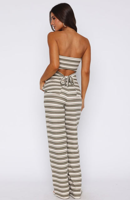 Take Care Of Me Pants Khaki Stripe