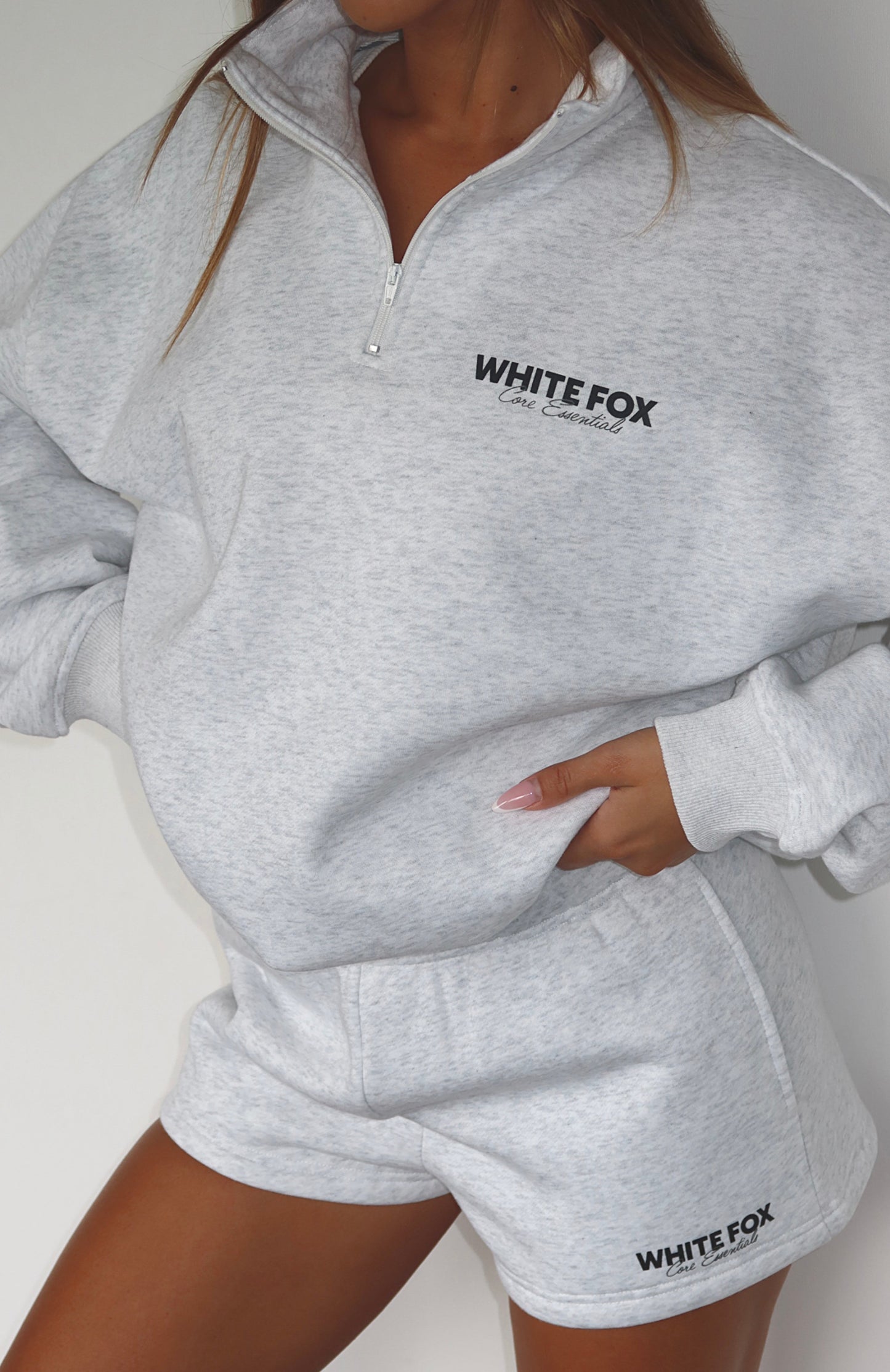 Core Essentials Zip Sweater Grey Marle