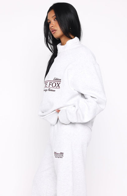 Standing My Ground Zip Front Sweater Grey Marle
