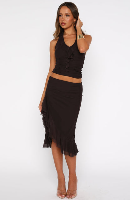 Let It Breathe Halter Top Espresso