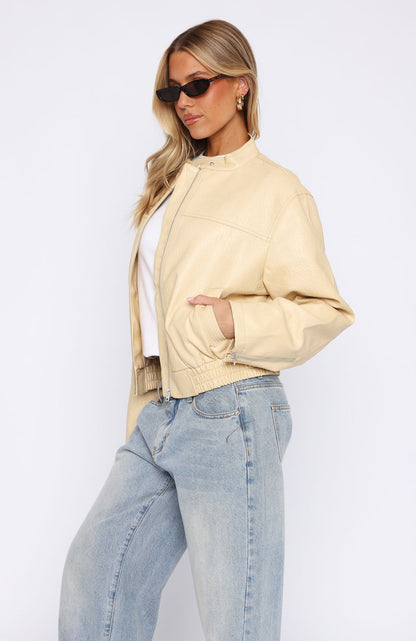 Tell Me Nothing PU Jacket Blonde