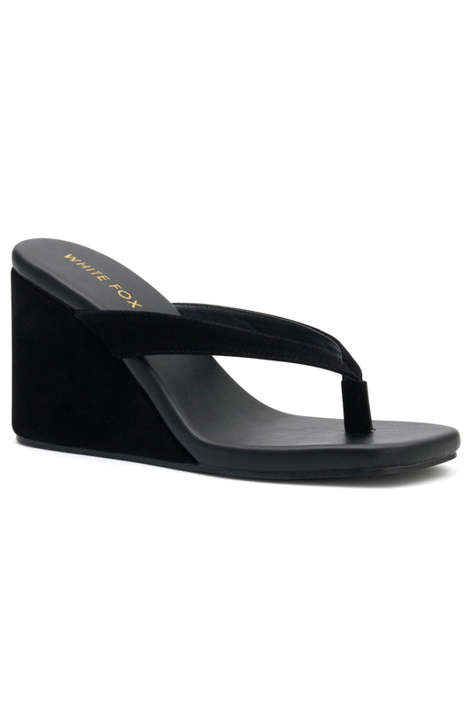 Grace Wedge Black Faux Suede