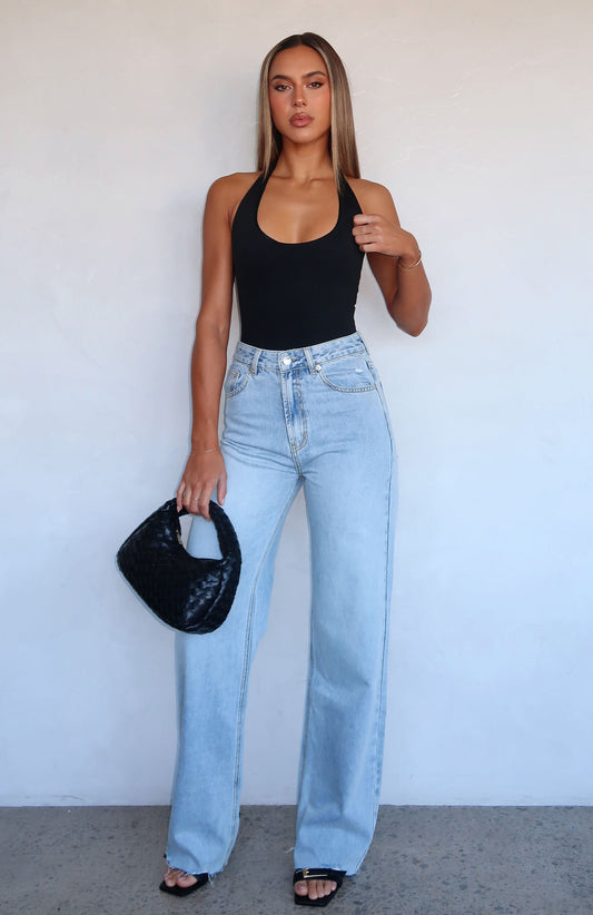 Alana High Waisted Straight Leg Jeans Light Blue