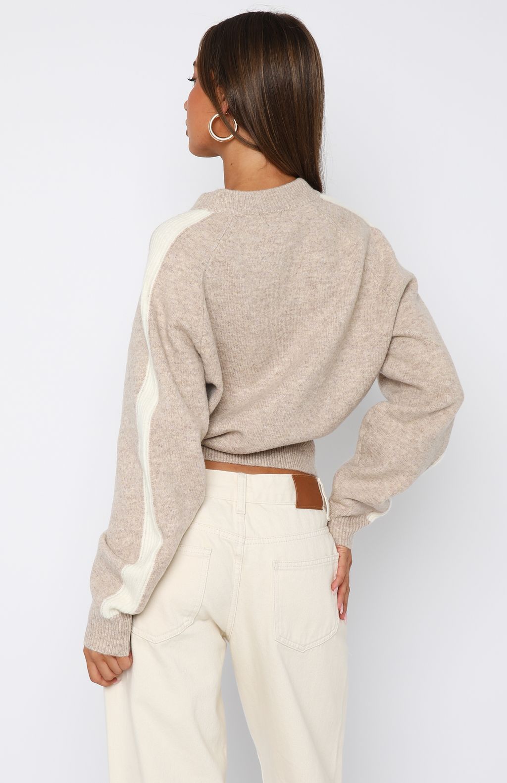 Stripe Me Down Knit Jacket Oat/White