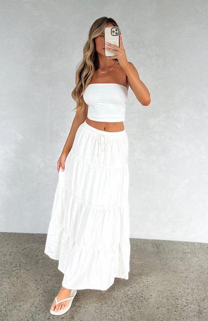 In That Moment Maxi Skirt White