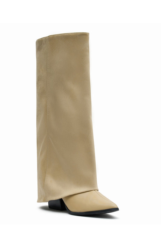 I'm That Girl Knee High Boots Neutral Faux Suede