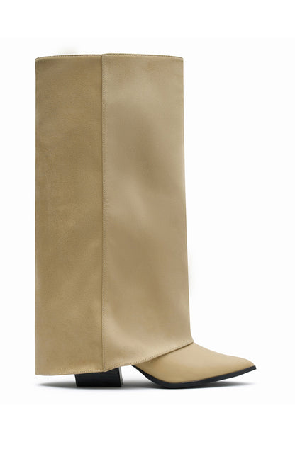 I'm That Girl Knee High Boots Neutral Faux Suede