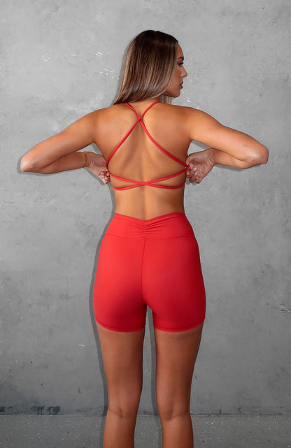 She's Healthy Sports Crop Cherry Red