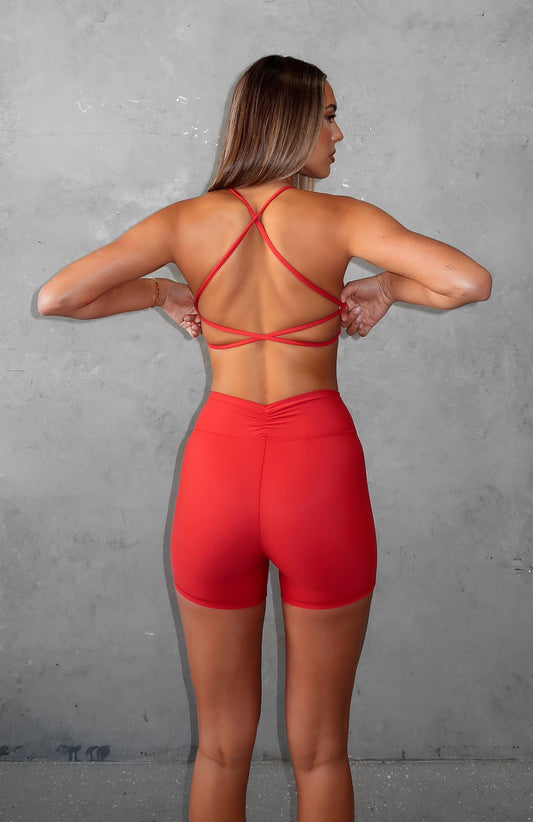She's Healthy Sports Crop Cherry Red