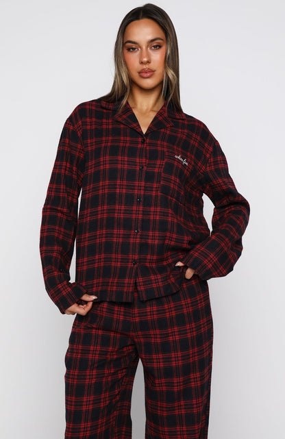 That Time Of Year Long Sleeve Pyjama Top Red/Navy