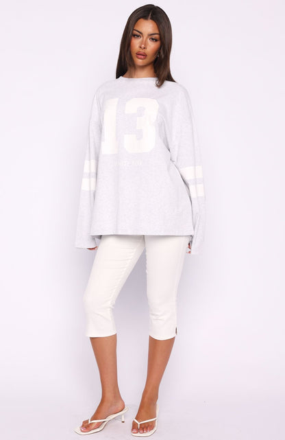 Playing Ball Oversized Long Sleeve Tee Grey Marle