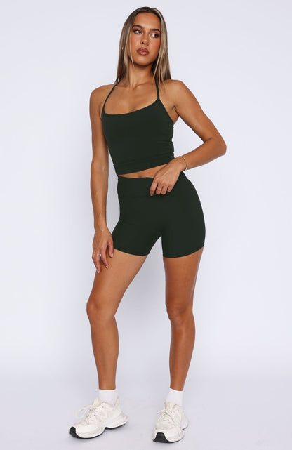 Keep Up High Waisted Shorts 4" Forest