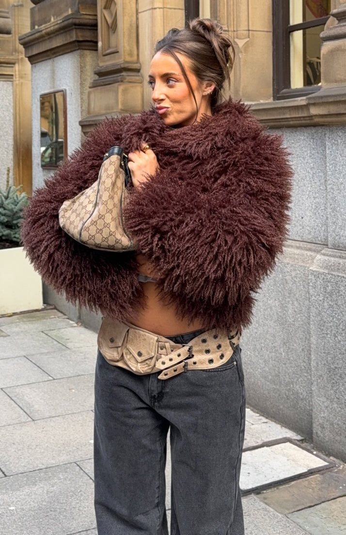 Weekend Away Fur Jacket Chocolate