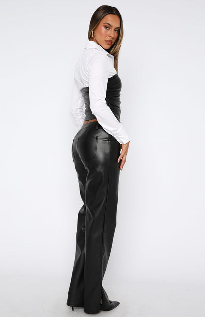 Hopeful For Today PU Pants Black