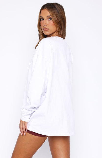 Stand With You Long Sleeve Oversized Tee White