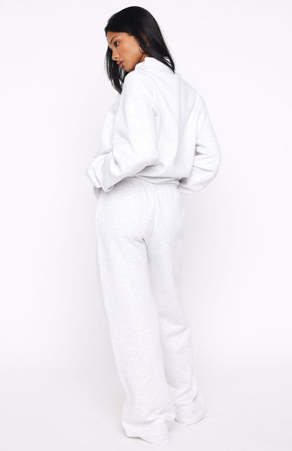 Standing My Ground Wide Leg Sweatpants Grey Marle