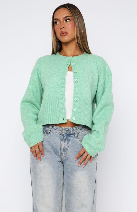 Make Me Happy Knit Cardigan Zesty Lime