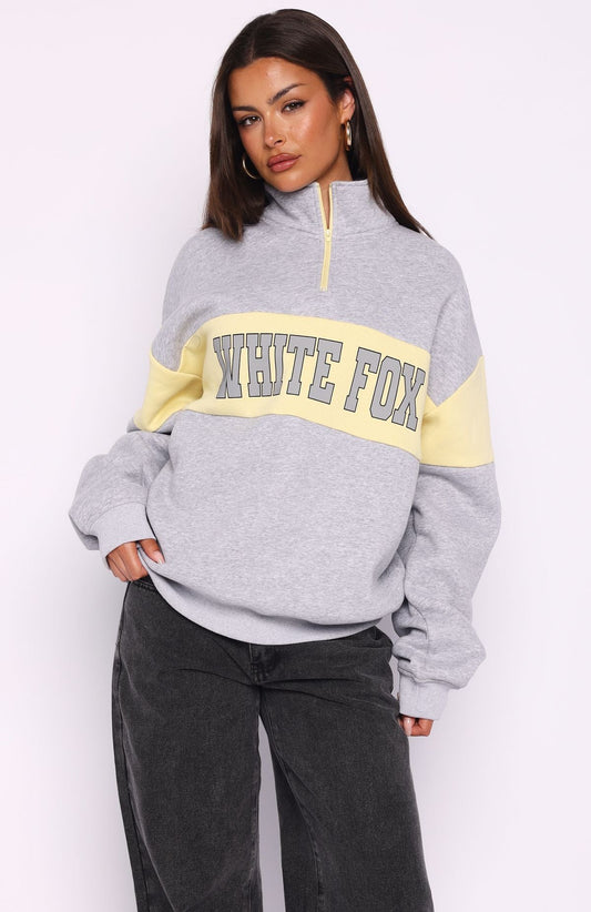 Show Yourself Zip Front Sweater Dark Grey Marle