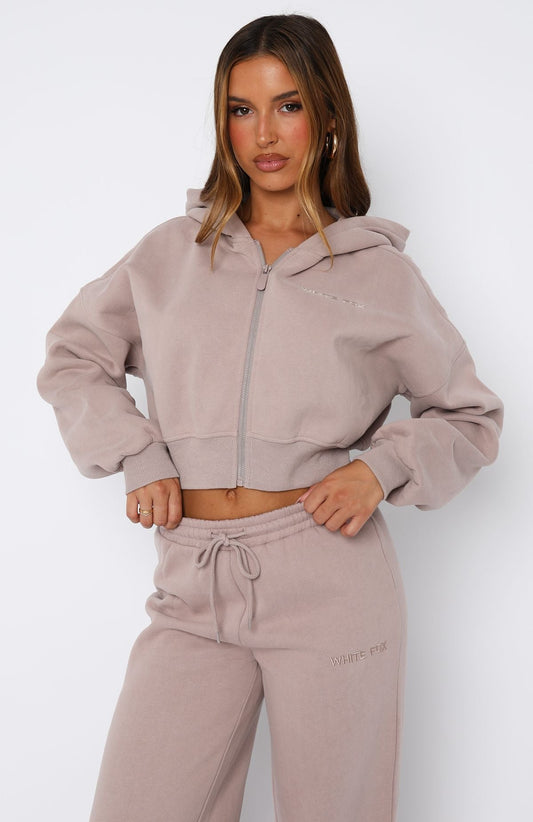 Stay Lifted Cropped Hoodie Cinnamon