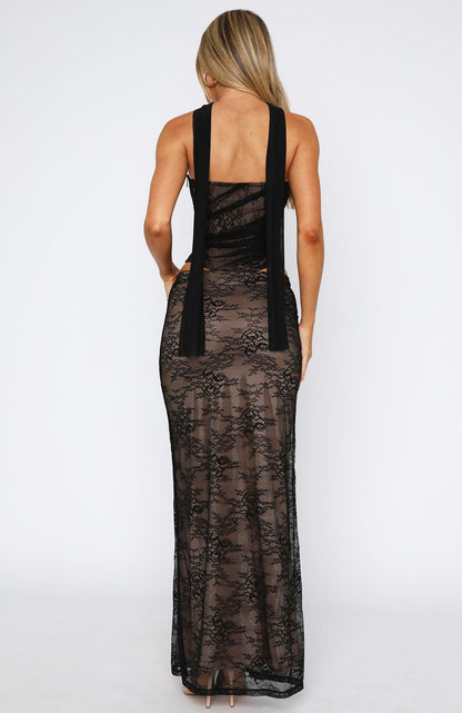 Forever After Lace Maxi Skirt Black