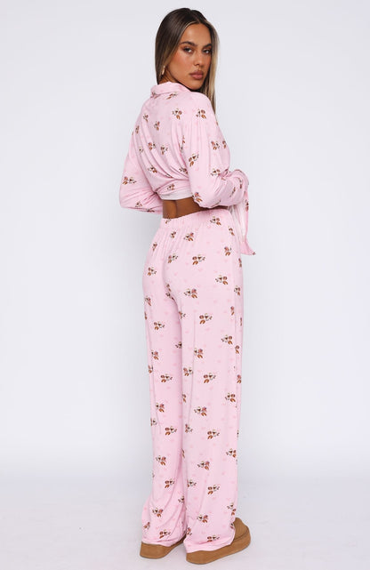 Pillow Talk Printed Long Sleeve Pyjama Set Candy Breakfast