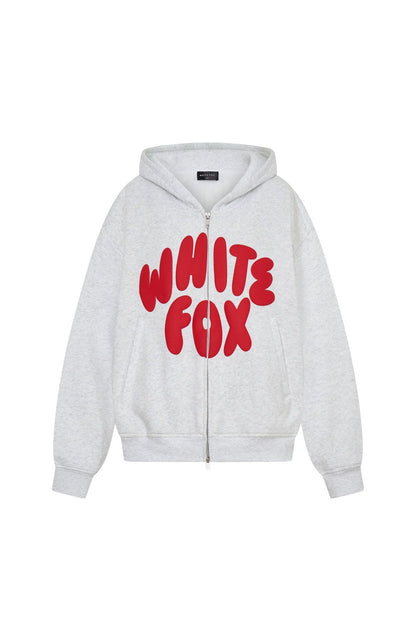 Club 14 Allie Boxy Zip Front Hoodie Grey Marle