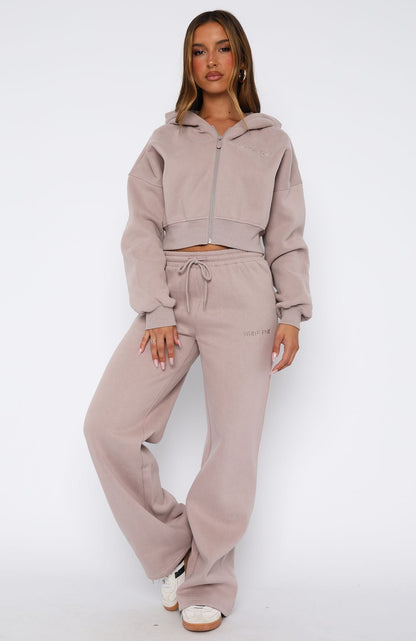 Stay Lifted Cropped Hoodie Cinnamon