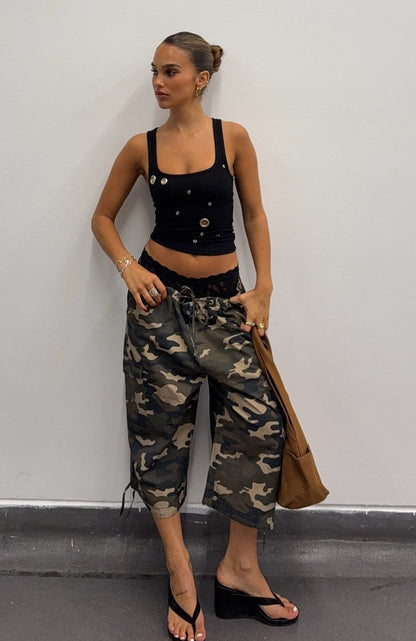 Hidden Waterfalls Cargo Shorts Camo Print