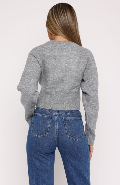No Stoppin Me Knit Cardigan Light Grey