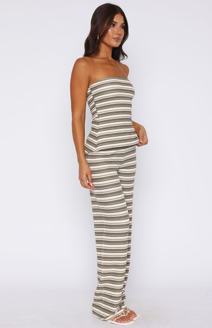 Take Care Of Me Pants Khaki Stripe