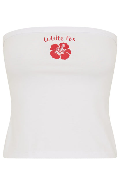 Buy Your Own Flowers Strapless Top White