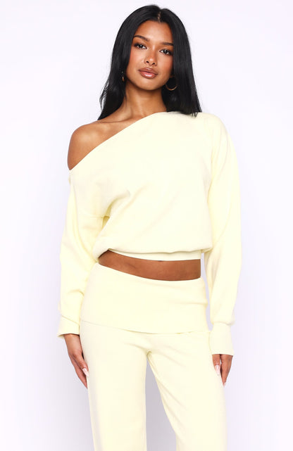 Can't Find The Words Knit Sweater Lemon