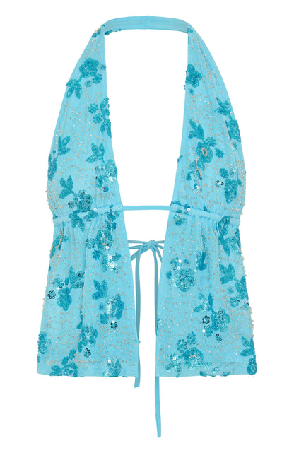 Capri Cove Beaded Top Baby Blue