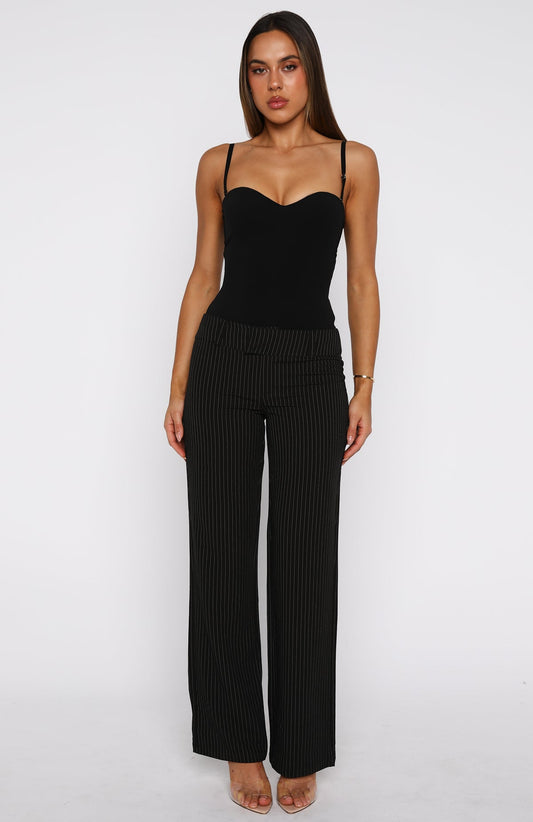 Claim You As Mine Pants Black Pinstripe