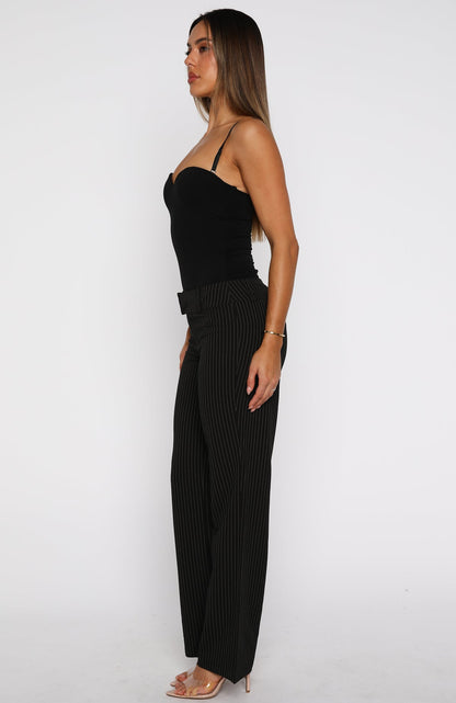 Claim You As Mine Pants Black Pinstripe